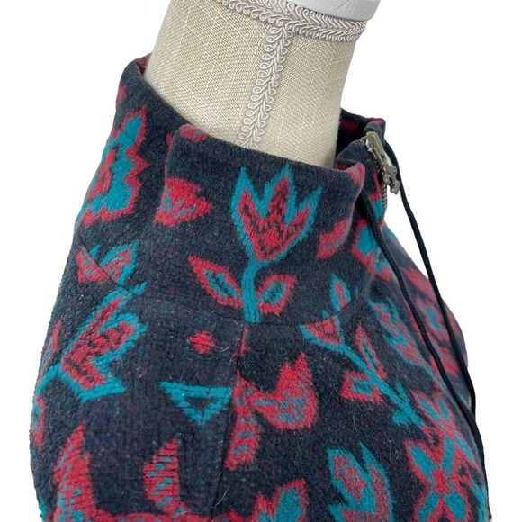 Vintage Southwestern Aztec Pullover Sweater 1/4 Zip Brass Accents Women Sz 18/20 - Picture 8 of 11